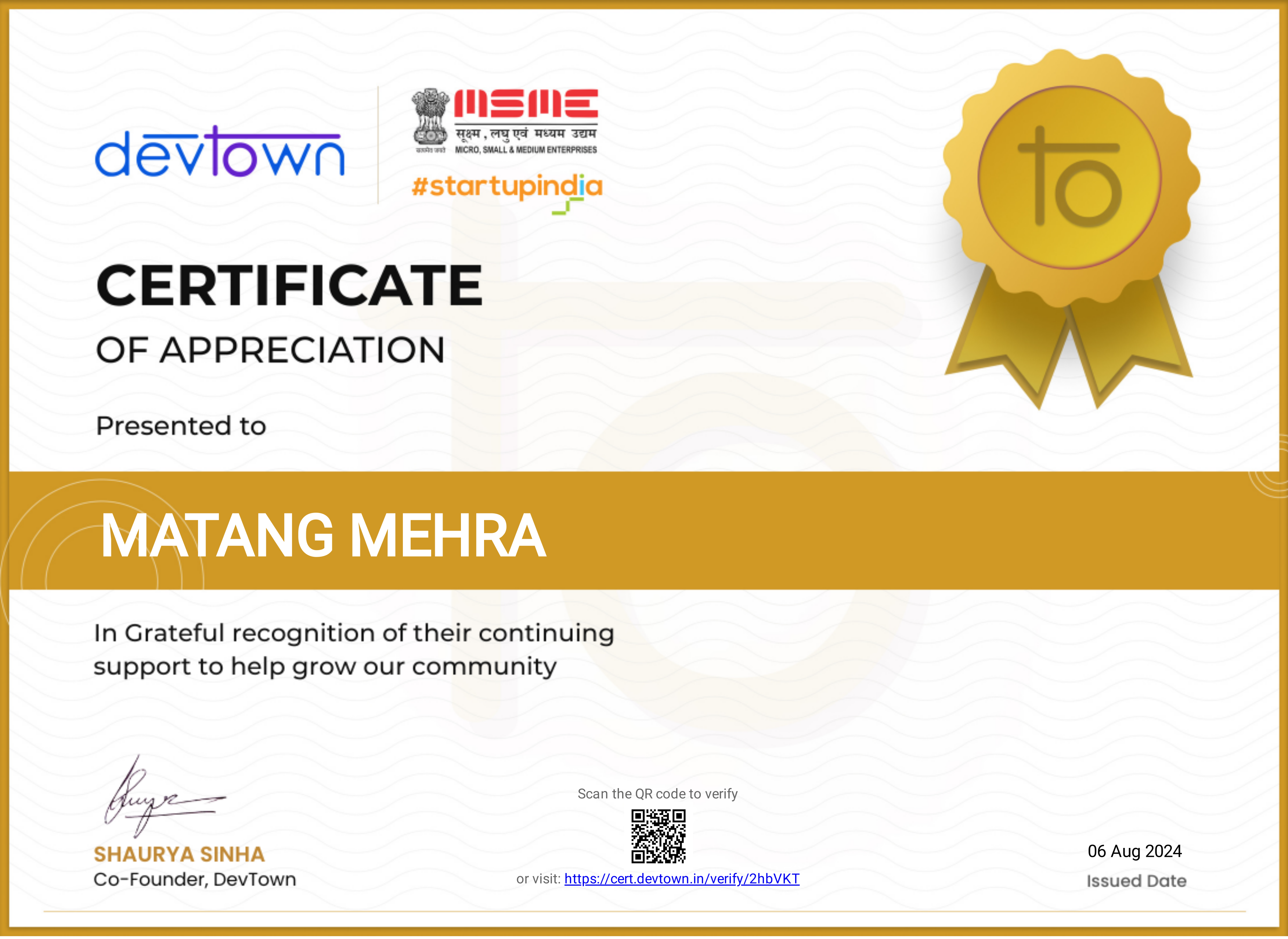 PythonAIML Certificate of Appreciation